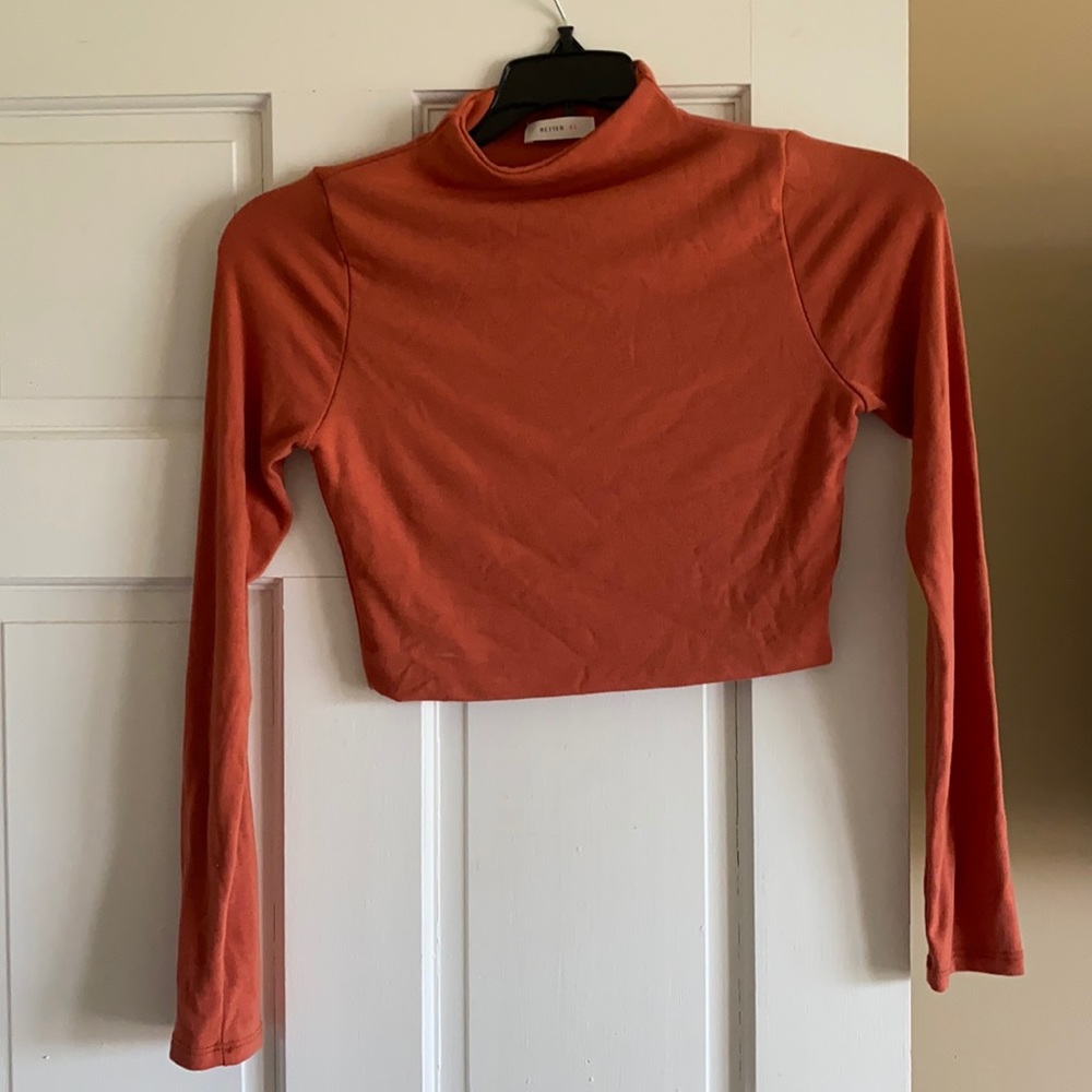 Crop top orange/red top! Super cute. Could be worn with high wasted pants.